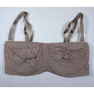 Wacoal Halo Lace Strapless Bra Woman 38DD Underwire Tan Lace Soft Cup 65449